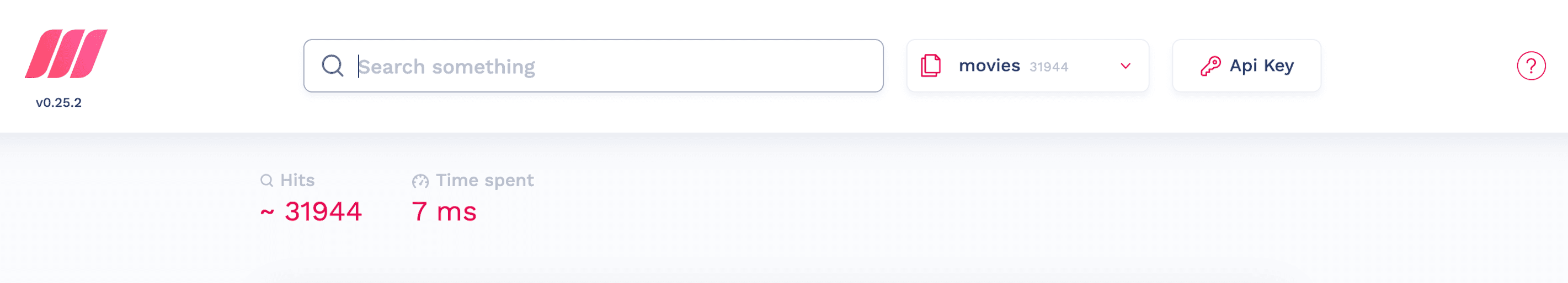 Meilisearch local preview allowing users to search an example dataset