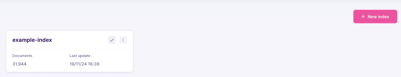 A list of all indexes in this project. It shows a single index, movies, and indicates it contains over 30,000 documents